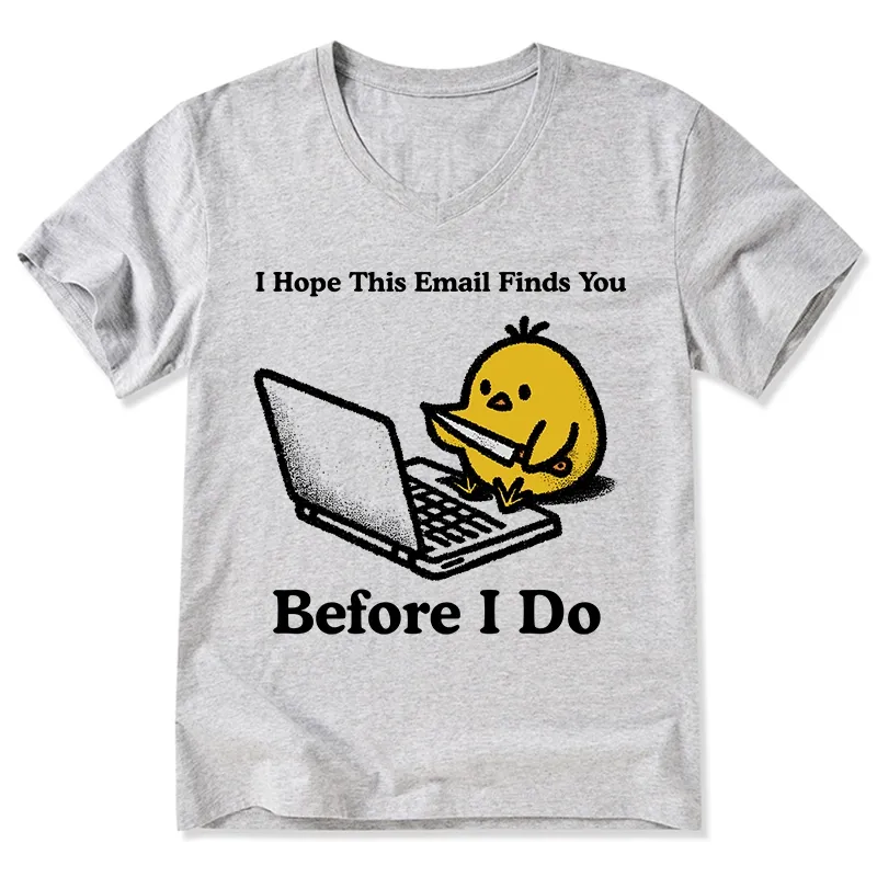 Magmoo Chicken Knife Email Meme V-Neck Classic T-Shirt-Magmoo