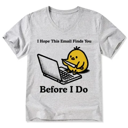 Magmoo Chicken Knife Email Meme V-Neck Classic T-Shirt-Magmoo