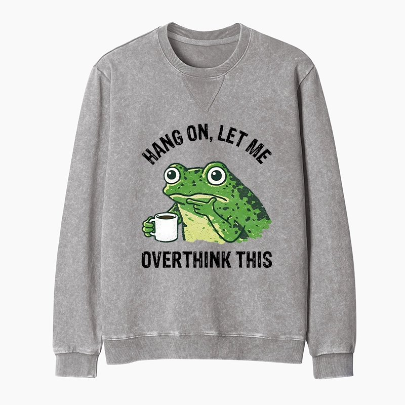 Magmoo Overthinking Frog With Coffee Washed Terry Sweatshirt