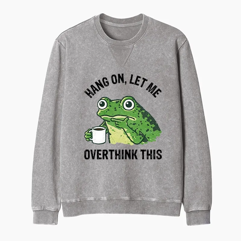 Magmoo Overthinking Frog With Coffee Washed Terry Sweatshirt