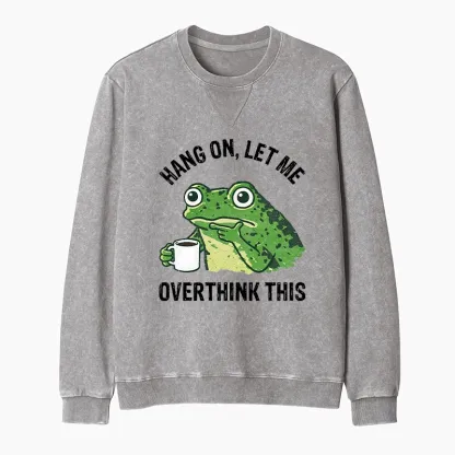 Magmoo Overthinking Frog With Coffee Washed Terry Sweatshirt