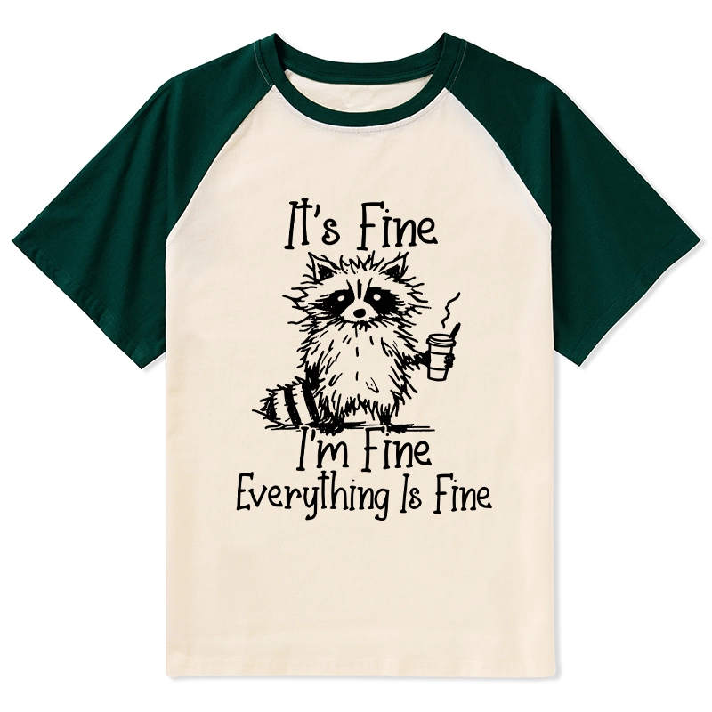 Magmoo Raccoon Fine Meme Raglan T-shirt