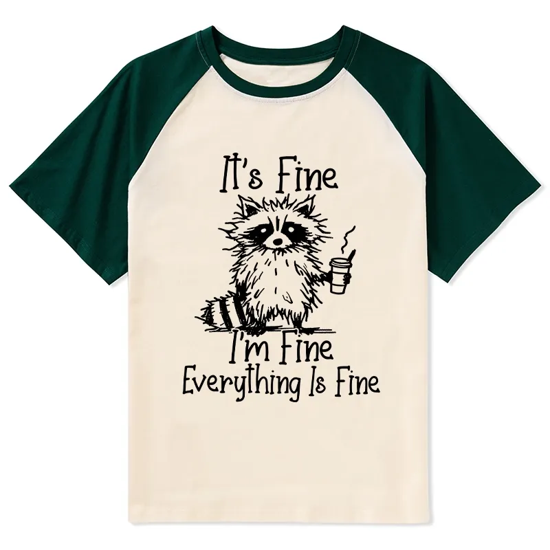 Magmoo Raccoon Fine Meme Raglan T-shirt