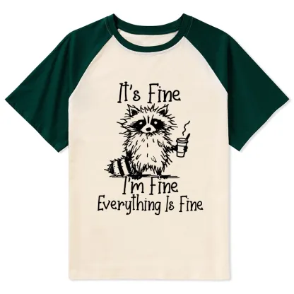Magmoo Raccoon Fine Meme Raglan T-shirt