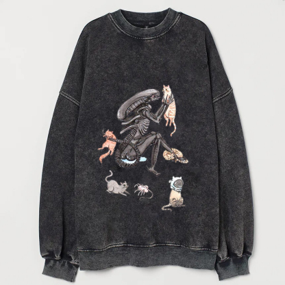 Funny Alien And Cats T-shirt/Sweatshirt-Magmoo