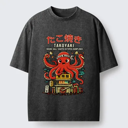 Magmoo Japanese Takoyaki Shop Octopus Washed T-Shirt