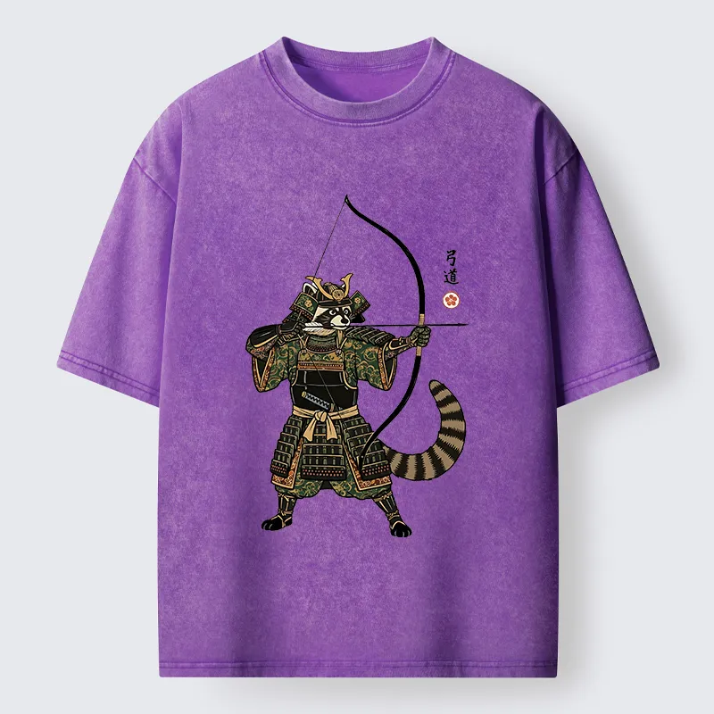 Magmoo Kyudo Raccoon Samurai Washed T-Shirt