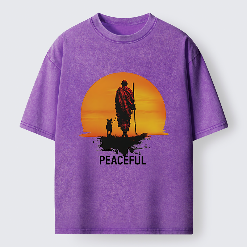 Magmoo Monk Dog And Sun Washed T-Shirt-Magmoo