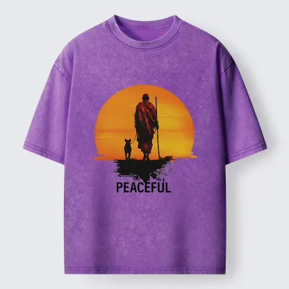 Magmoo Monk Dog And Sun Washed T-Shirt-Magmoo