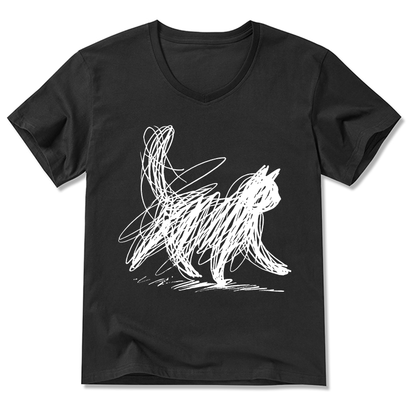 Magmoo Minimalist Cat Art V-Neck Classic T-Shirt