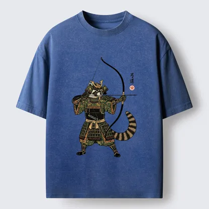 Magmoo Kyudo Raccoon Samurai Washed T-Shirt