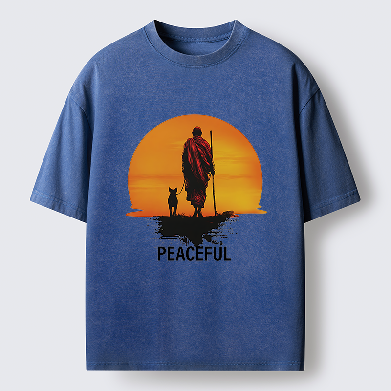 Magmoo Monk Dog And Sun Washed T-Shirt-Magmoo