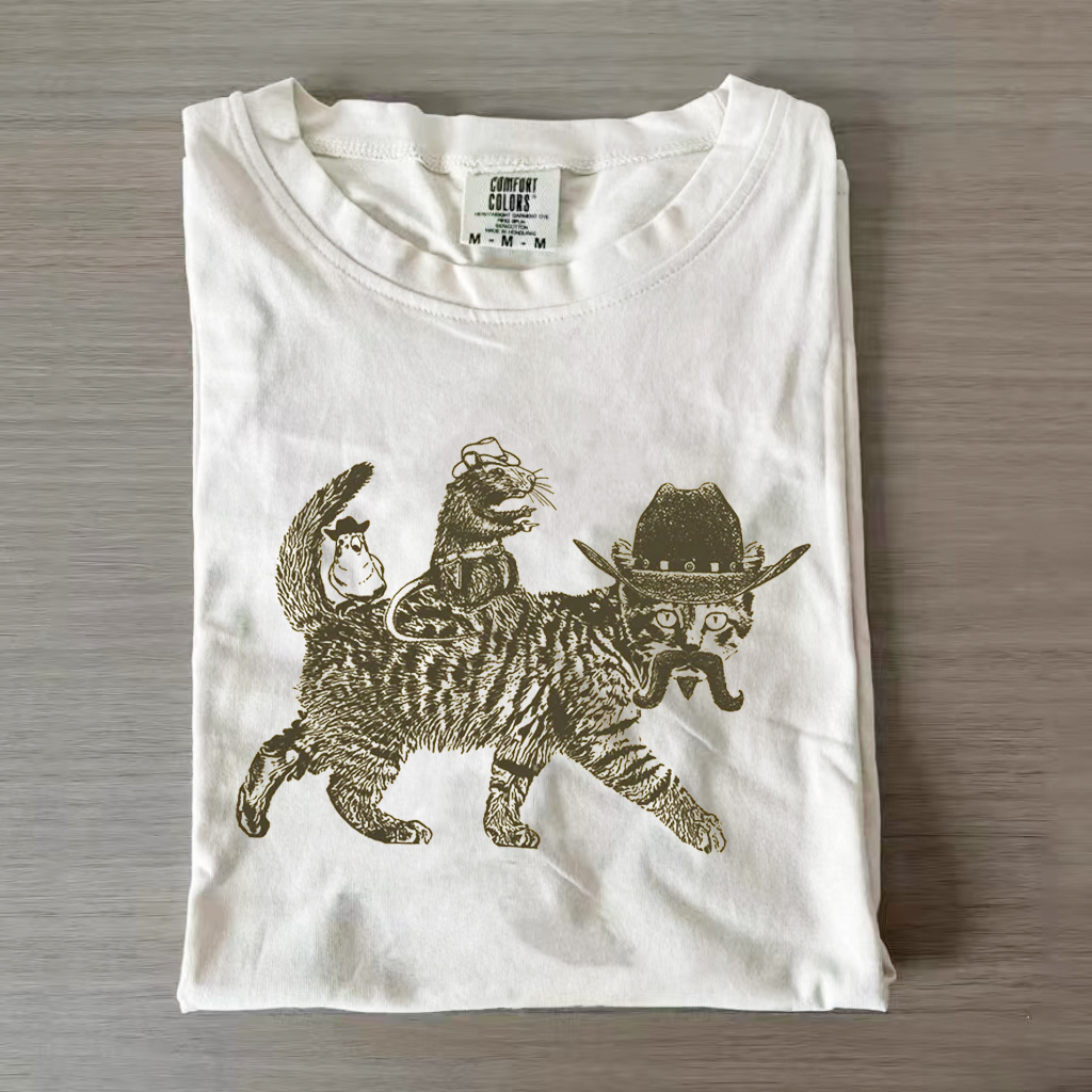 Funny Cowboy Cat T-shirt-Magmoo
