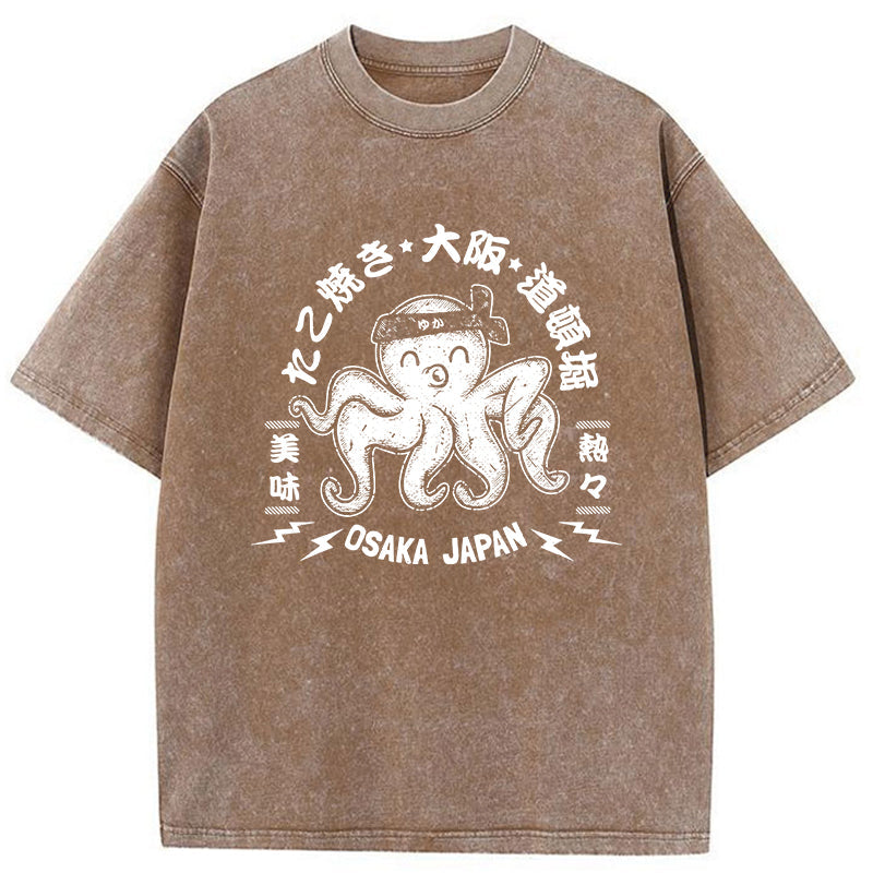Magmoo Takoyaki Japanese Osaka Tako Octopus Washed T-Shirt