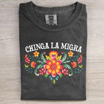 Chinga La Migra Floral T-shirt-Magmoo