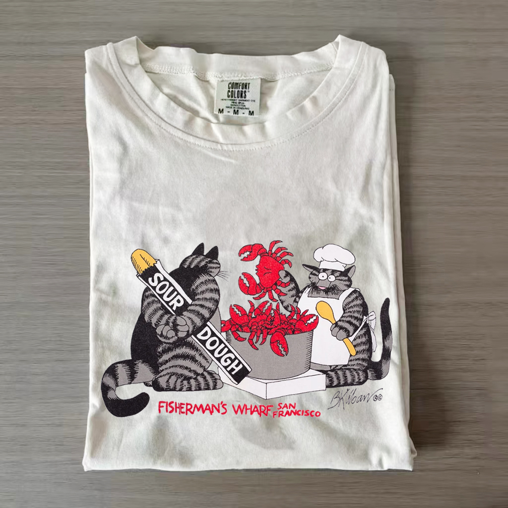 Vintage 90s Cat Fisherman's T-shirt-Magmoo