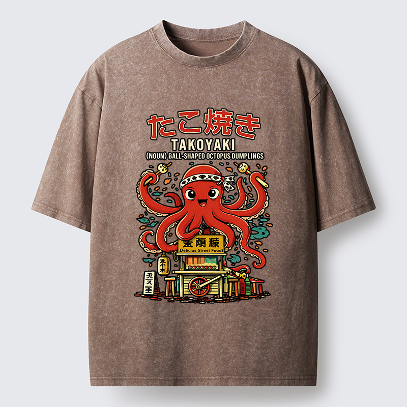 Magmoo Japanese Takoyaki Shop Octopus Washed T-Shirt