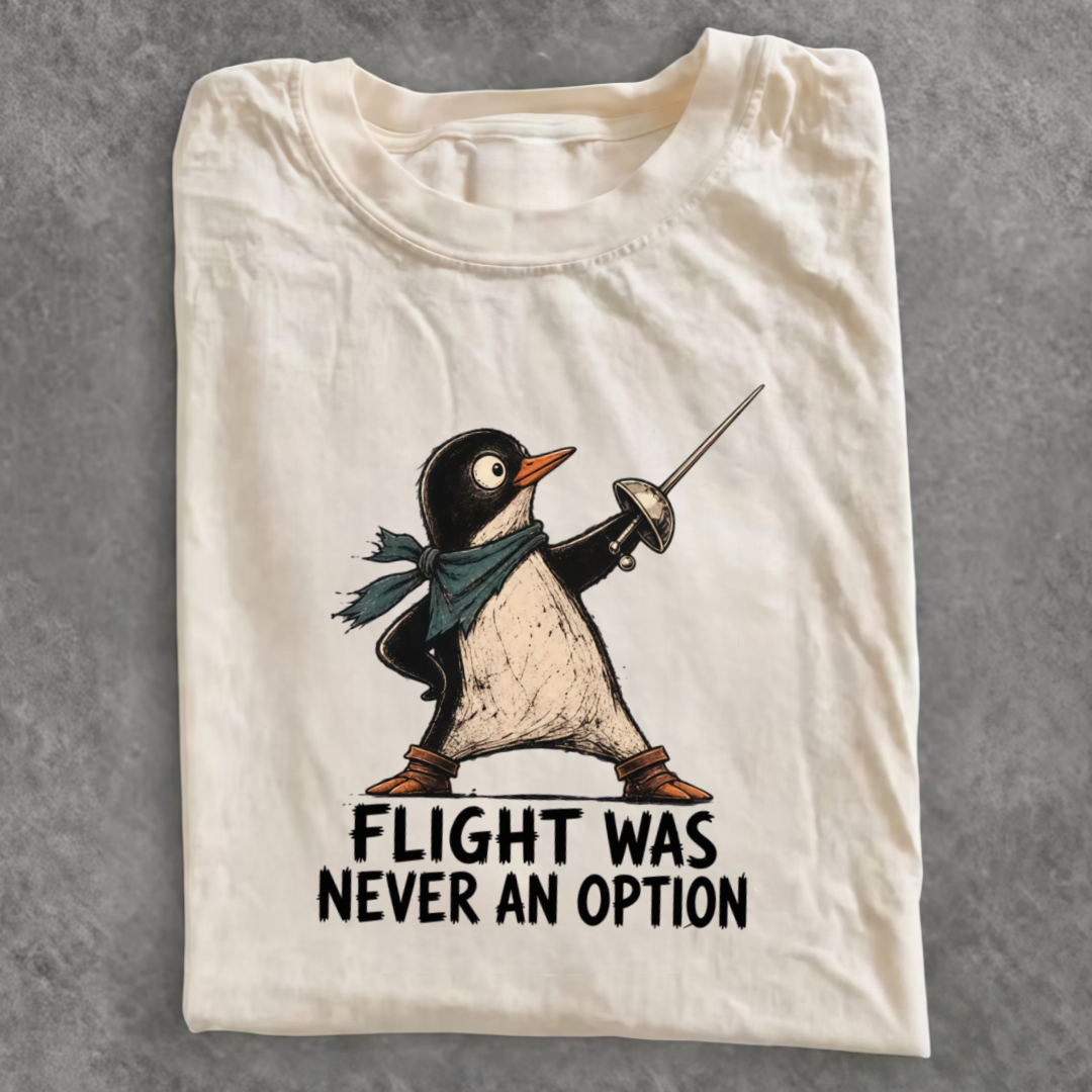 Magmoo Flight Was Never An Option Funny Penguin T-shirt