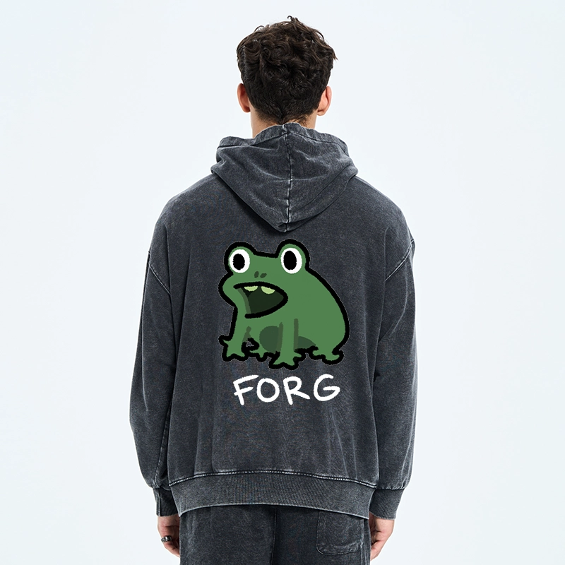 Magmoo Funny Forg Japan Washed Zip Hoodie