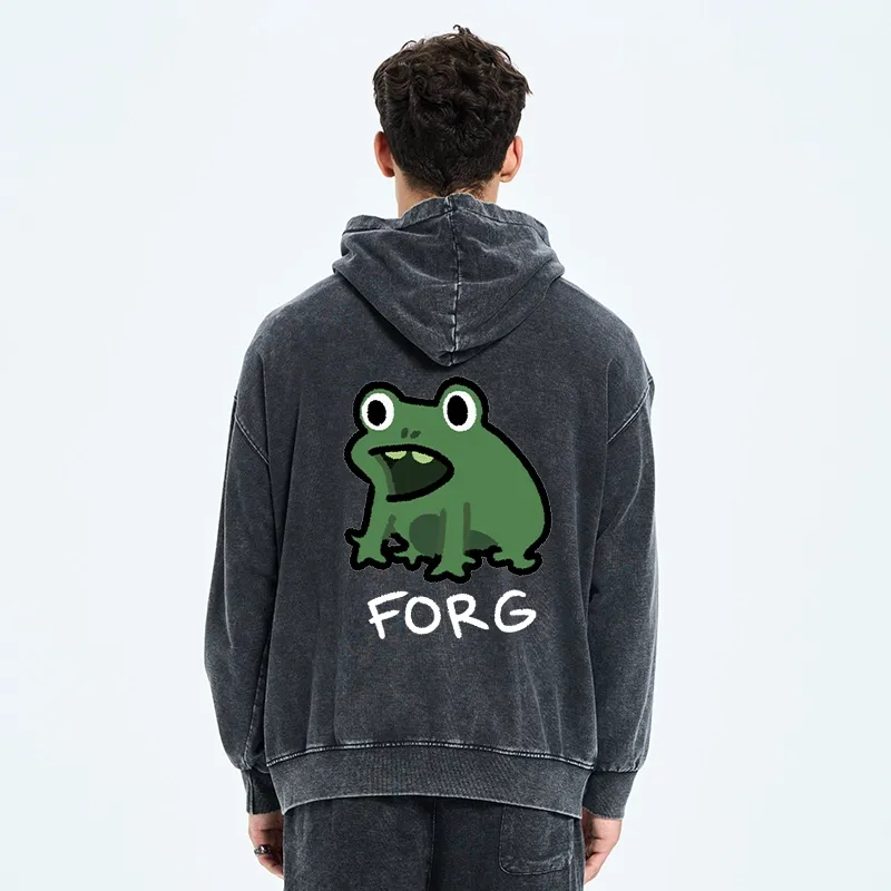 Magmoo Funny Forg Japan Washed Zip Hoodie