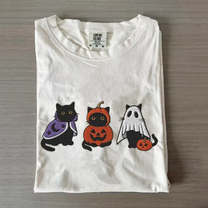 Halloween Black Cat T-shirt-Magmoo