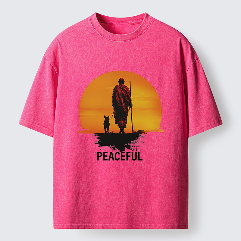 Magmoo Monk Dog And Sun Washed T-Shirt-Magmoo