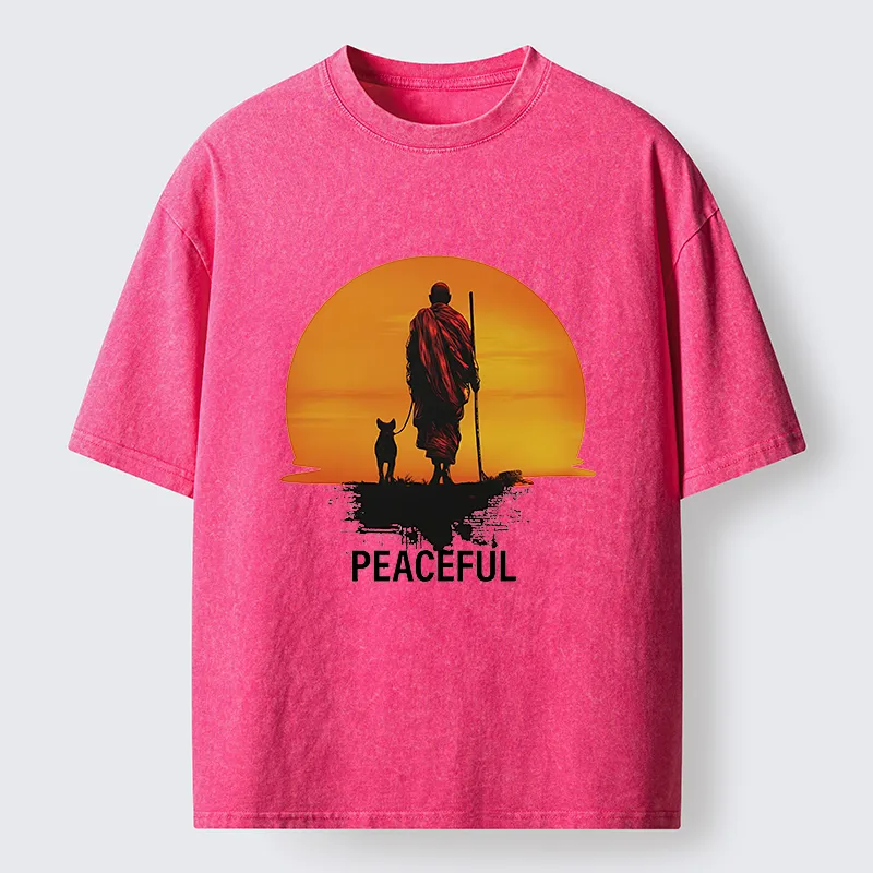 Magmoo Monk Dog And Sun Washed T-Shirt-Magmoo