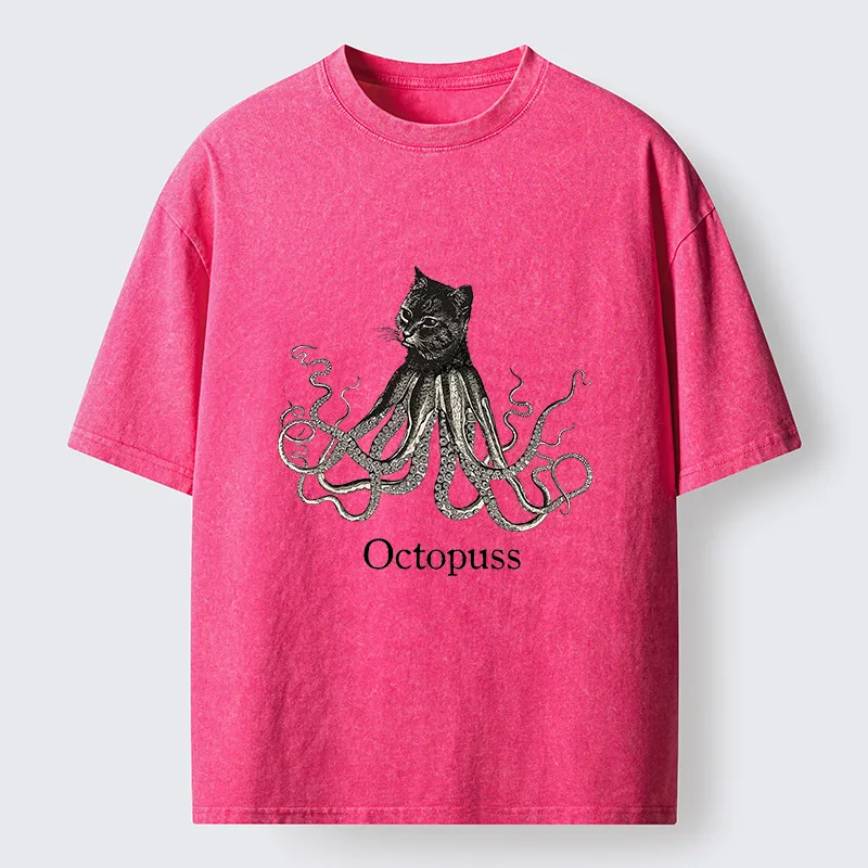 Magmoo Octopus Cat Monster Washed T-Shirt