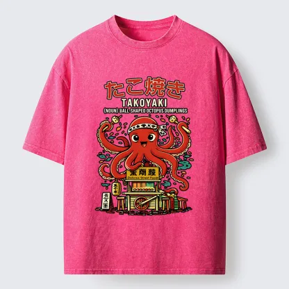 Magmoo Japanese Takoyaki Shop Octopus Washed T-Shirt