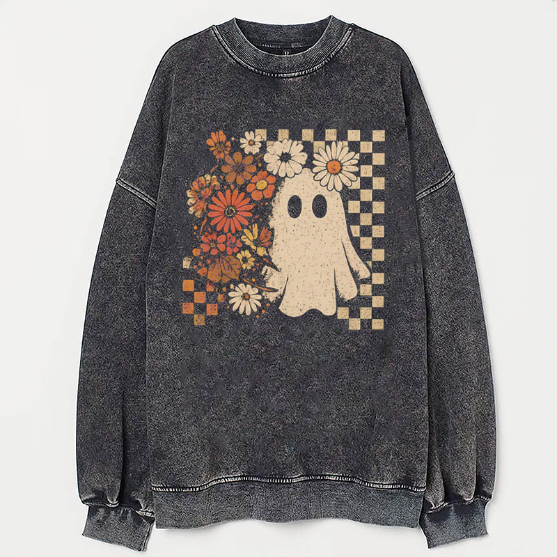 Halloween Floral Ghost Sweatshirt-Magmoo
