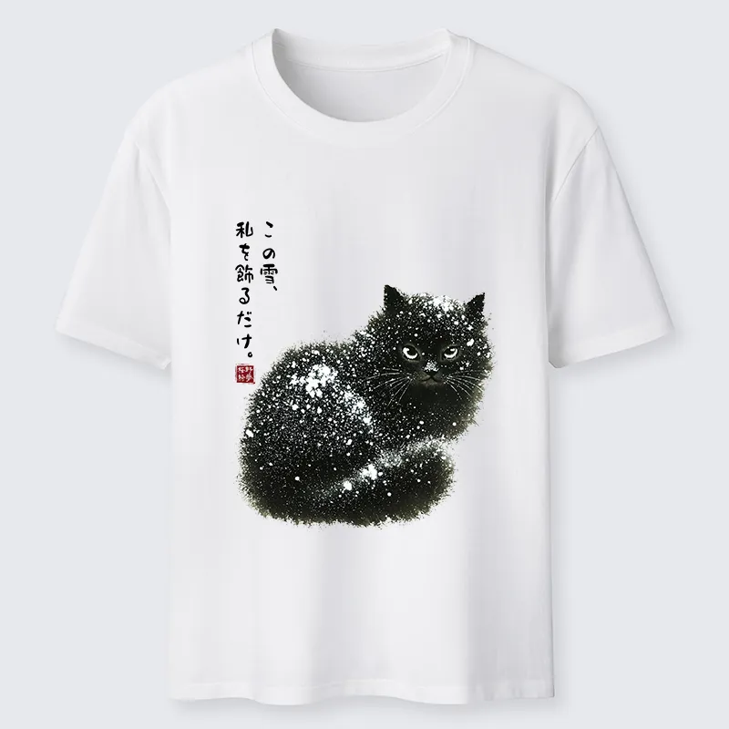 Magmoo Black Cat Adorned By Snow Classic T-Shirt
