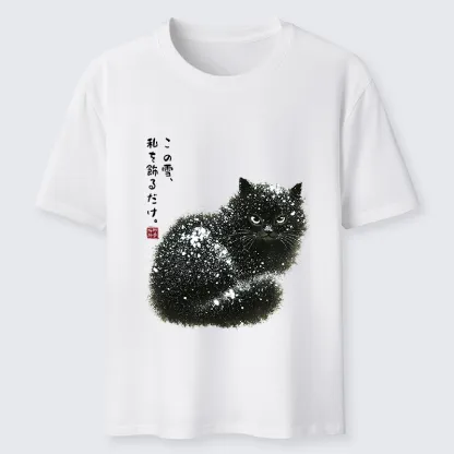 Magmoo Black Cat Adorned By Snow Classic T-Shirt