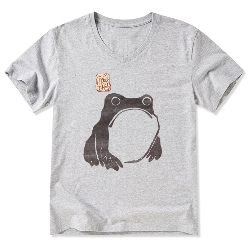 Magmoo Matsumoto Hoji Woodblock Print Frog V-Neck Classic T-Shirt