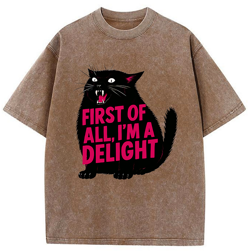 Magmoo Roaring Black Cat Washed T-Shirt-Magmoo
