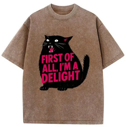 Magmoo Roaring Black Cat Washed T-Shirt-Magmoo