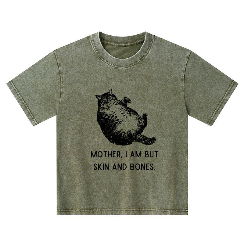 Magmoo Overweight Cat And Its Doting Owner Kids Washed T-Shirt