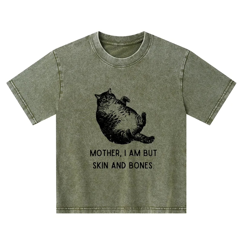 Magmoo Overweight Cat And Its Doting Owner Kids Washed T-Shirt