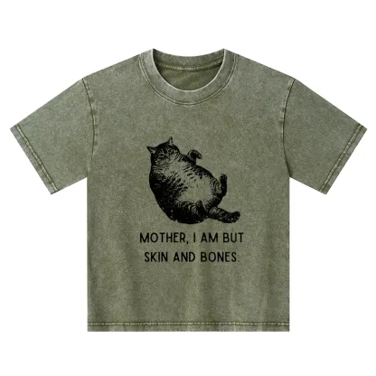 Magmoo Overweight Cat And Its Doting Owner Kids Washed T-Shirt