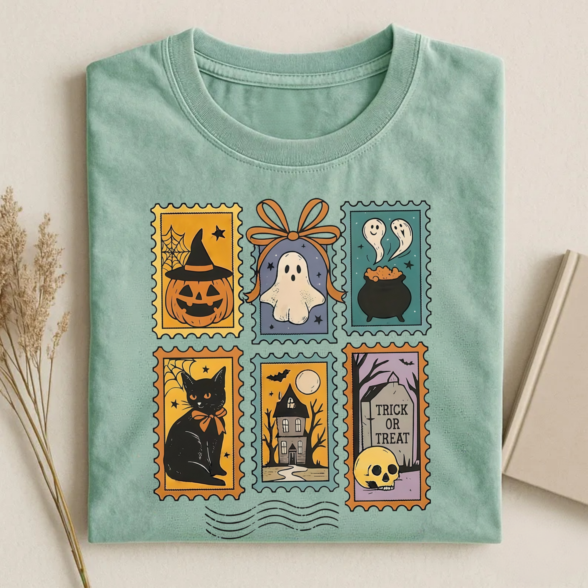 Magmoo Halloween Cute Ghost Pumpkin Cat T-shirt