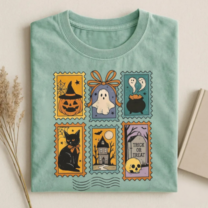 Magmoo Halloween Cute Ghost Pumpkin Cat T-shirt