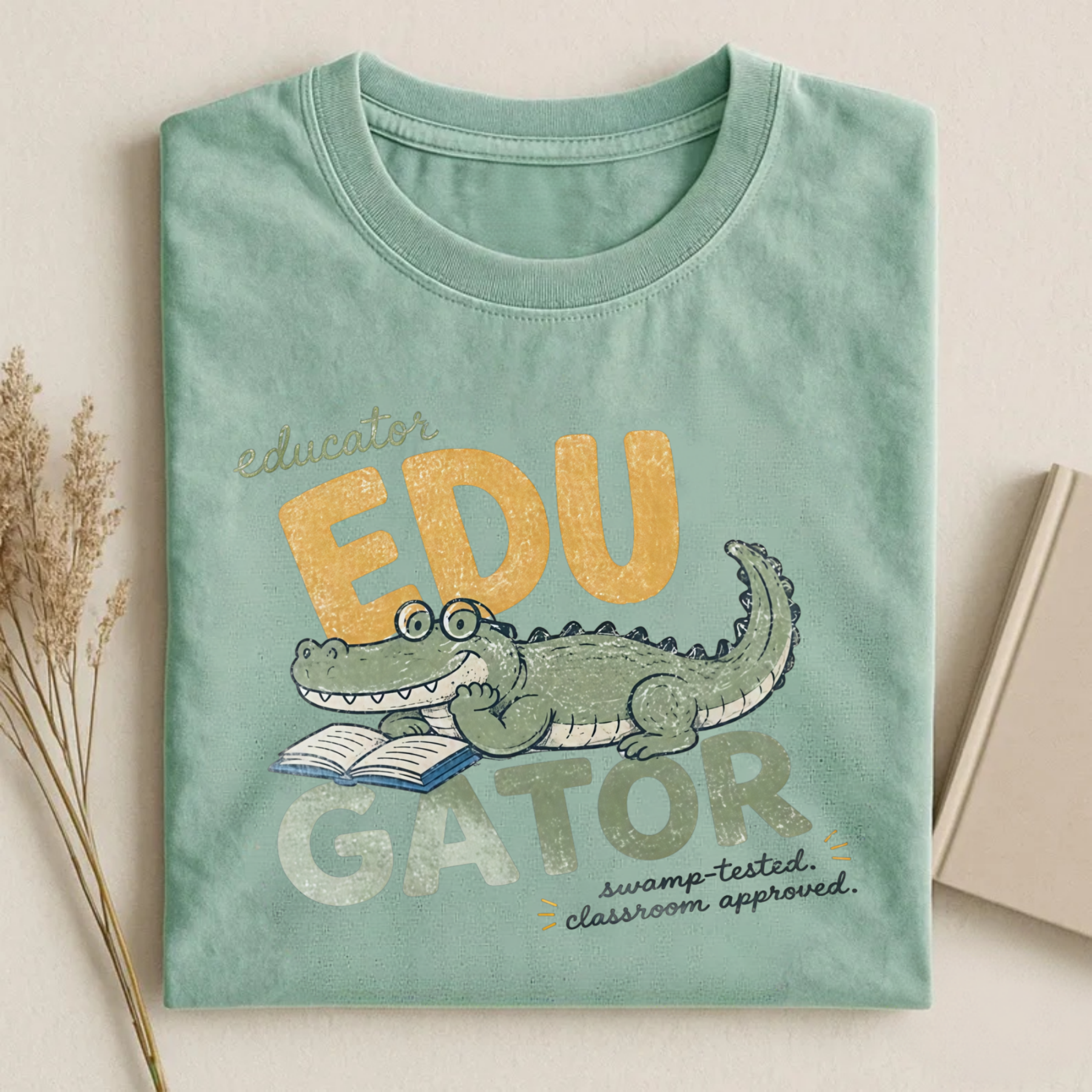Magmoo Retro Alligator Teacher Graphic T-shirt