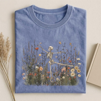 Magmoo Skeleton Dancing Arabesque Wildflower T-shirt