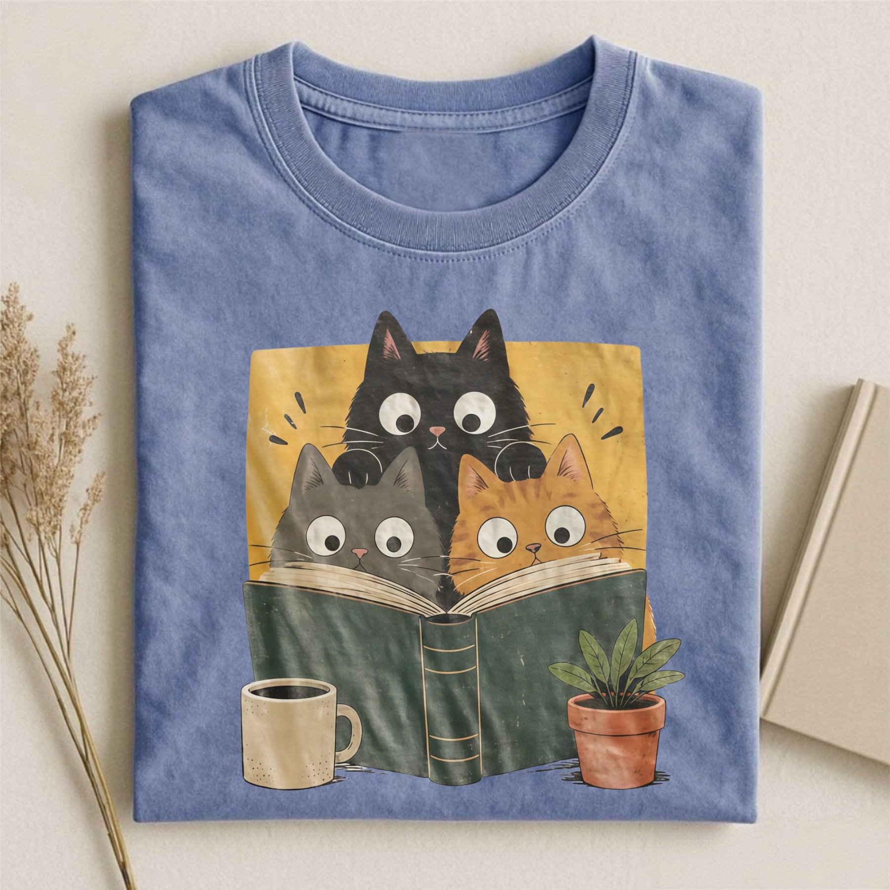 Magmoo Curious Reading Cats T-shirt