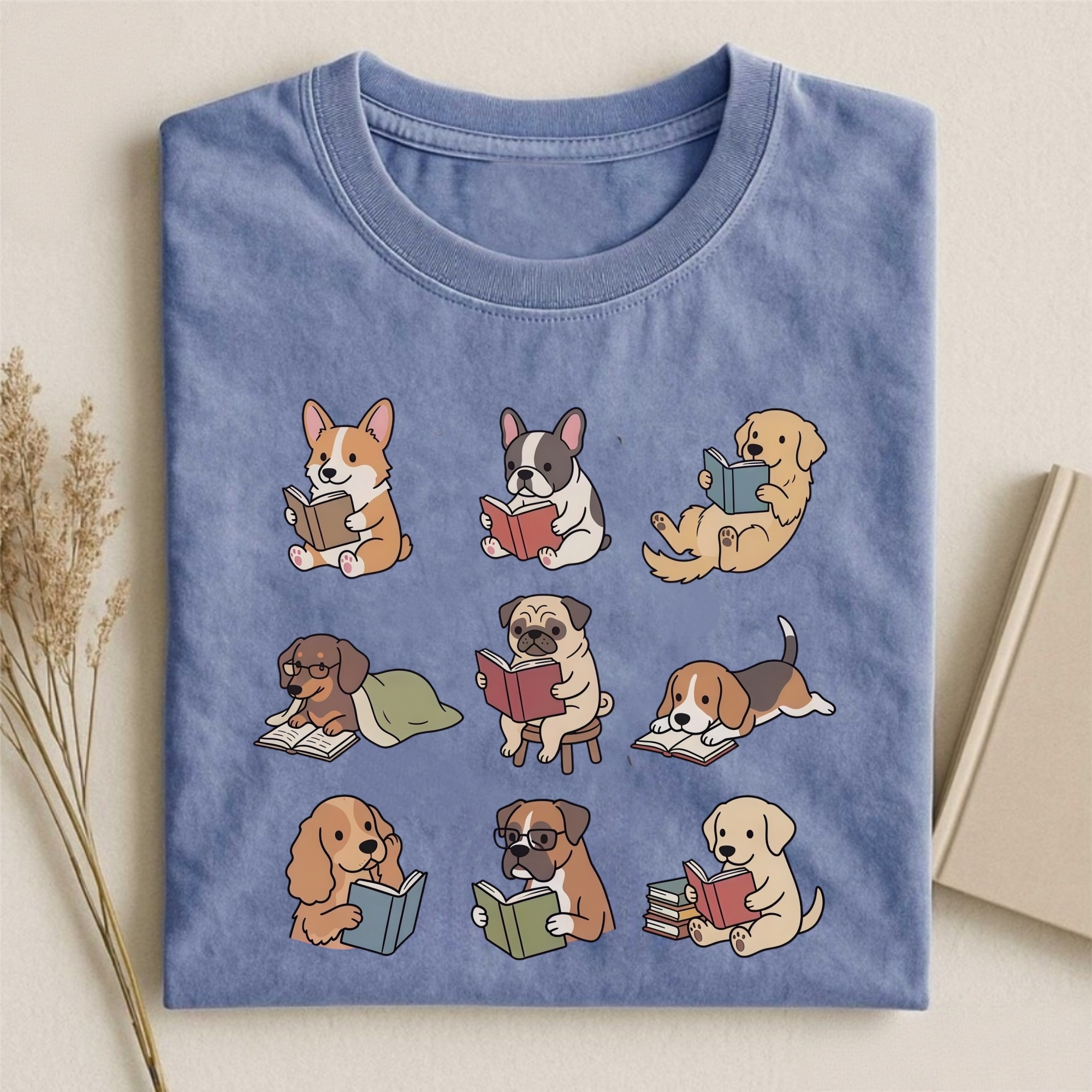 Magmoo Funny Dog Reading T-shirt