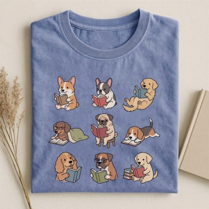Magmoo Funny Dog Reading T-shirt