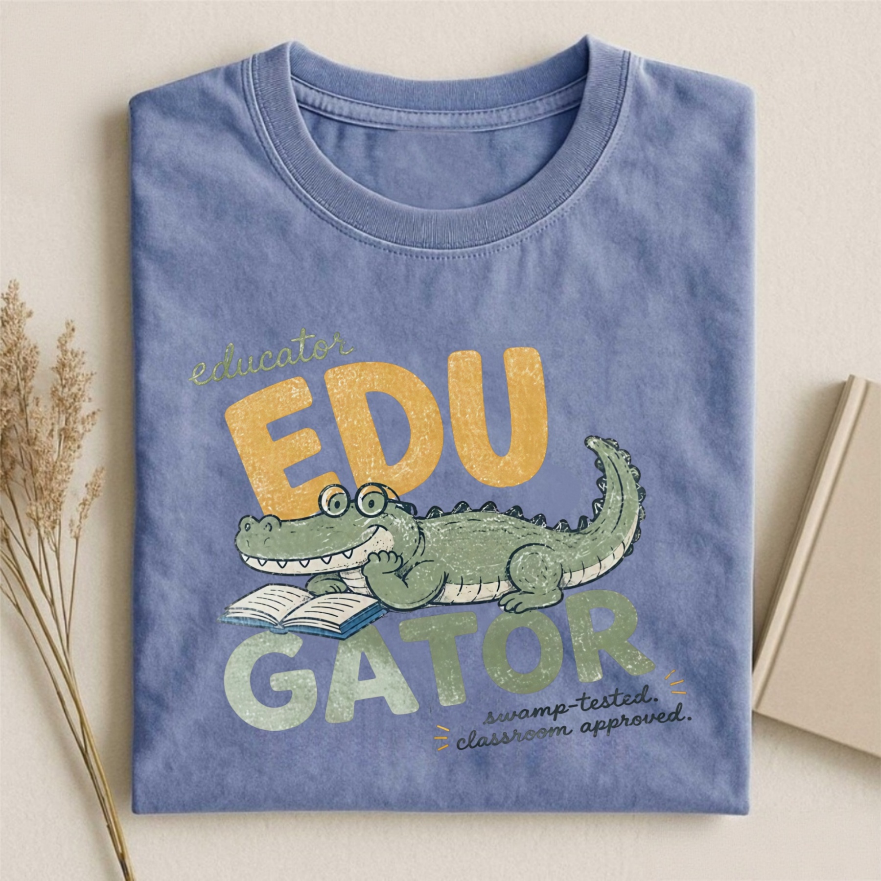 Magmoo Retro Alligator Teacher Graphic T-shirt