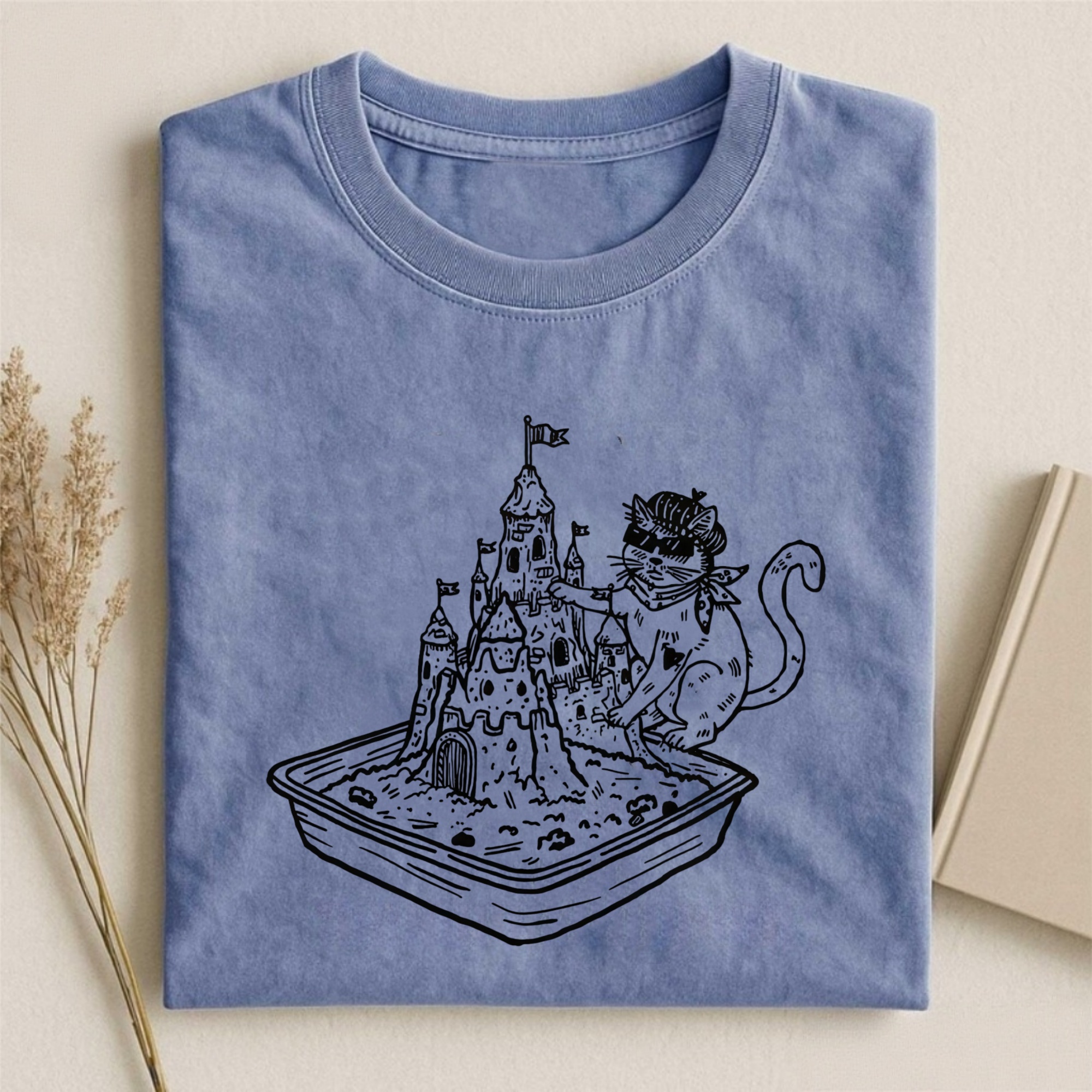 Magmoo Sunglasses Kitty Sand Castle Litter Box T-shirt