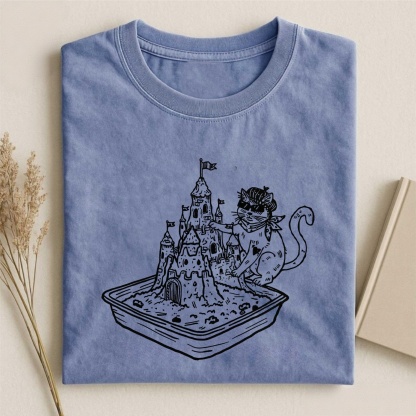 Magmoo Sunglasses Kitty Sand Castle Litter Box T-shirt