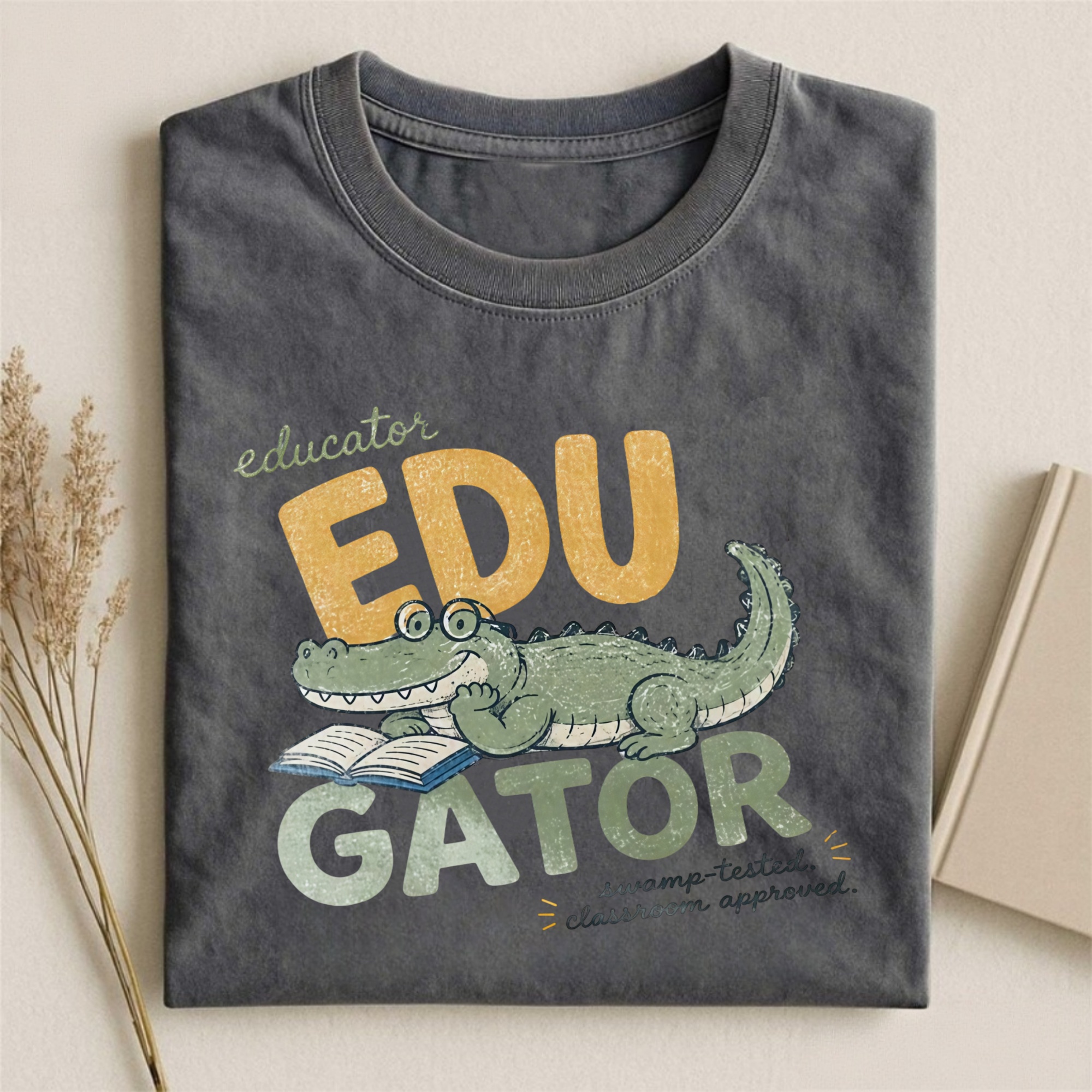 Magmoo Retro Alligator Teacher Graphic T-shirt