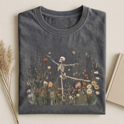 Magmoo Skeleton Dancing Arabesque Wildflower T-shirt